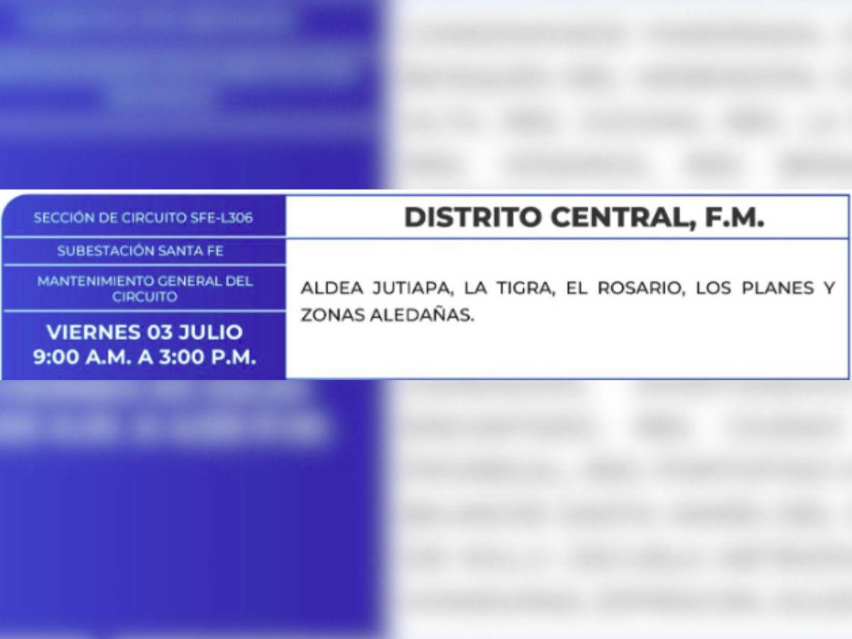 San Pedro Sula y otras ciudades de Honduras que no tendrán luz este viernes 3 de junio
