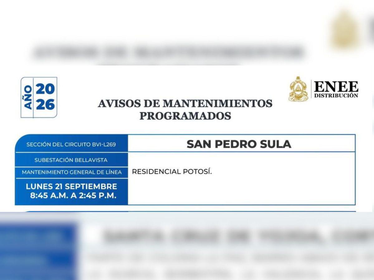 Estos lugares de Honduras no tendrán energía este martes 22 de septiembre