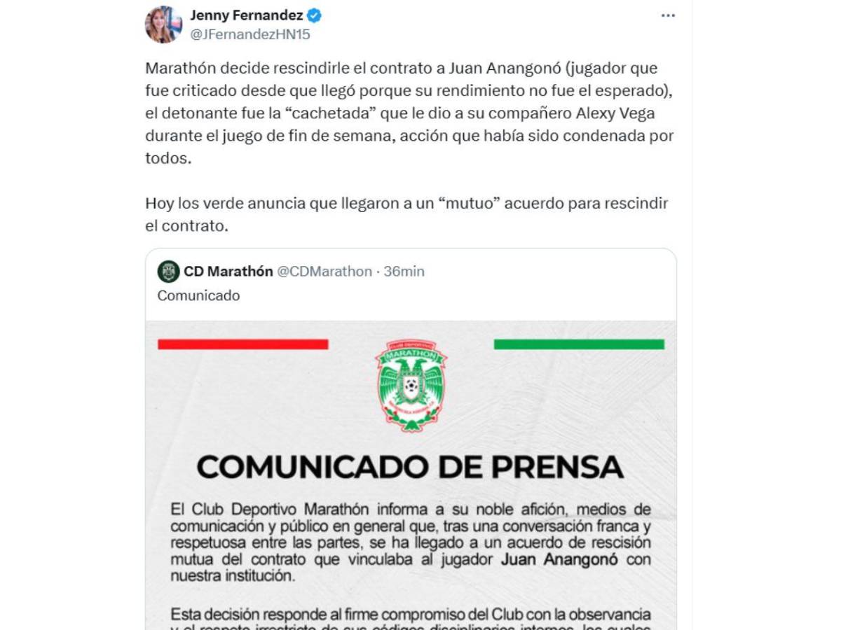 Reacción de la prensa hondureña tras salida de Anangonó del Marathón