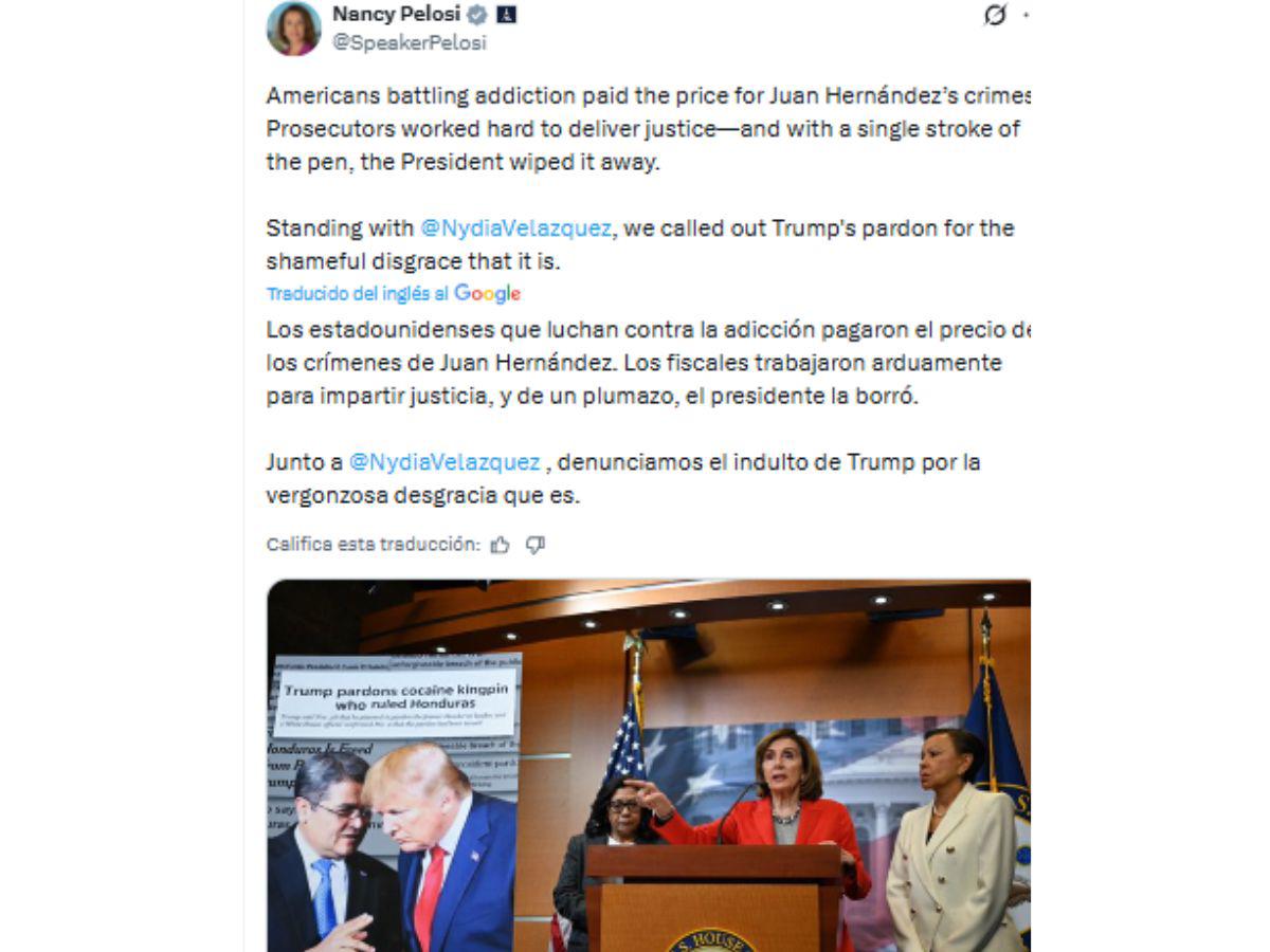 Congresistas de EEUU denuncian “la hipocresía” de Donald Trump por indulto a JOH