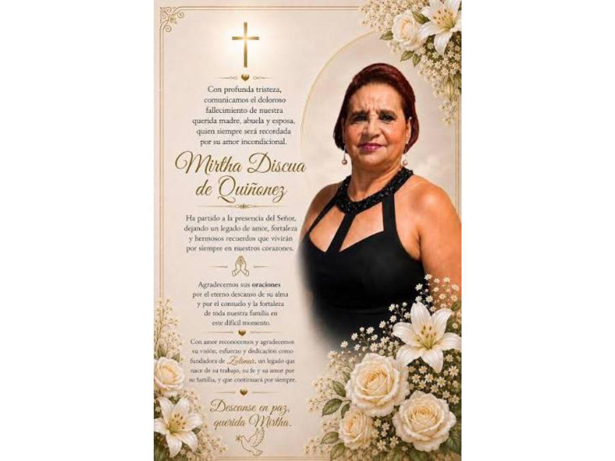 Fallece en Nueva York la destacada empresaria hondureña Mirtha Discua de Quiñonez