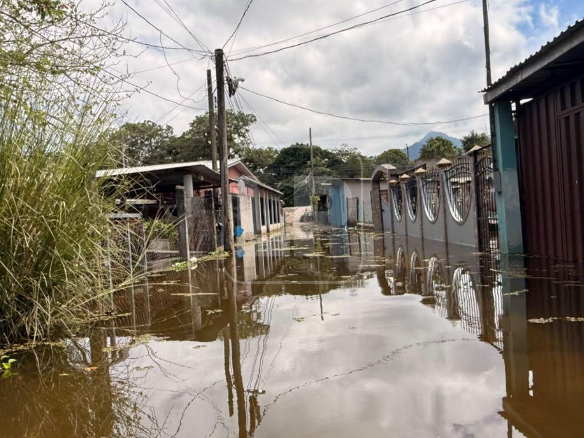 Desbordamiento del Lago de Yojoa deja casas bajo el agua en La Guama