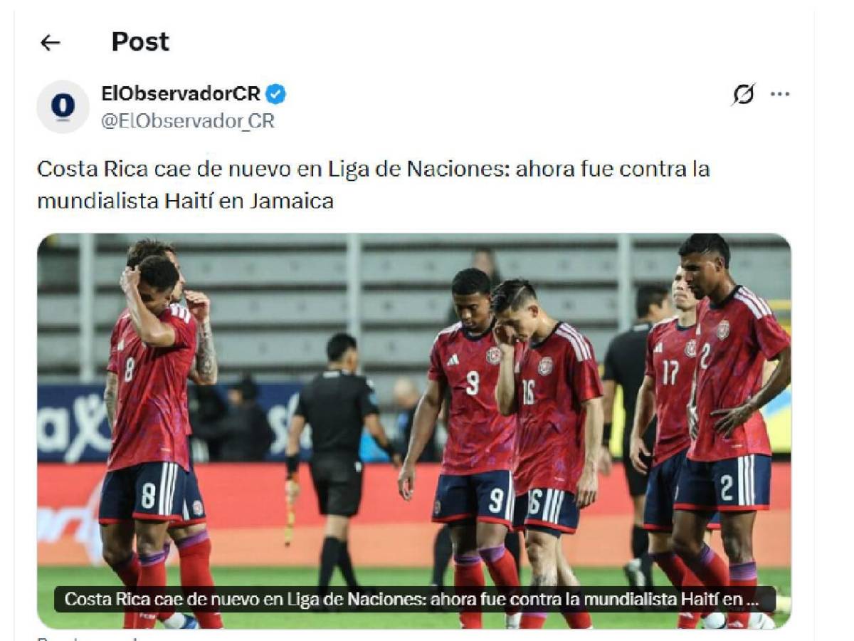 Costa Rica vuelve a quedar en ridículo y apunta al descenso: señalan a Honduras