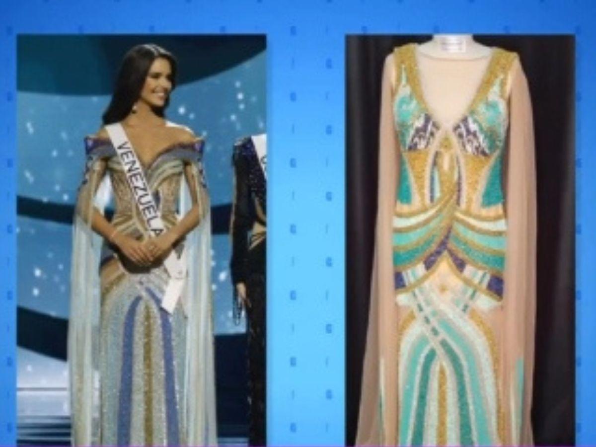 Modelo que usó Amanda Dudamel en la final de Miss Universo y el supuesto modelo original.