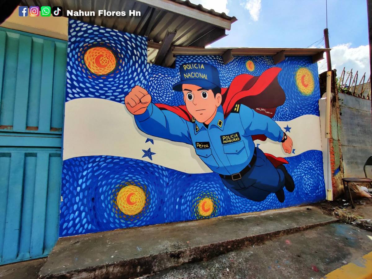 Realizan mural en homenaje al policía Kevin Pérez quien murió por rescatar a dos niños