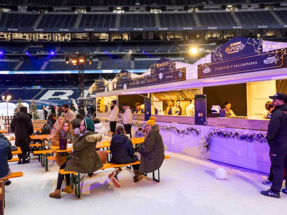 La blanca navidad del Bernabéu: el estadio se transformó en un pueblo mágico