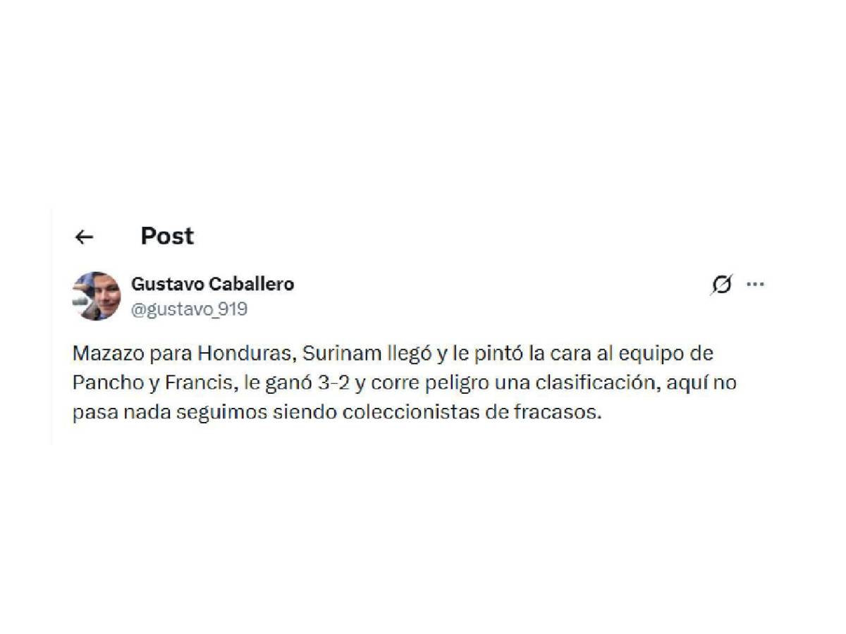 Enfado, señalan a dos y una preocupación tras penosa derrota de Honduras ante Surinam
