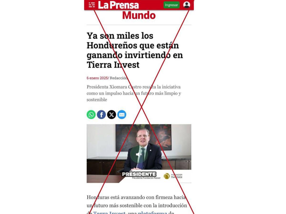 <p>Captura de pantalla a una publicación a un dominio que suplanta LA PRENSA, realizada el 24 de enero de 2025.</p>