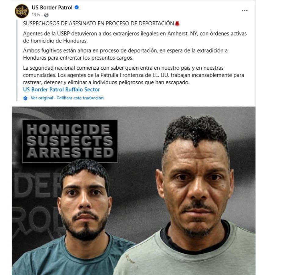 Comunicado oficial de la Patrulla Fronteriza (USBP).
