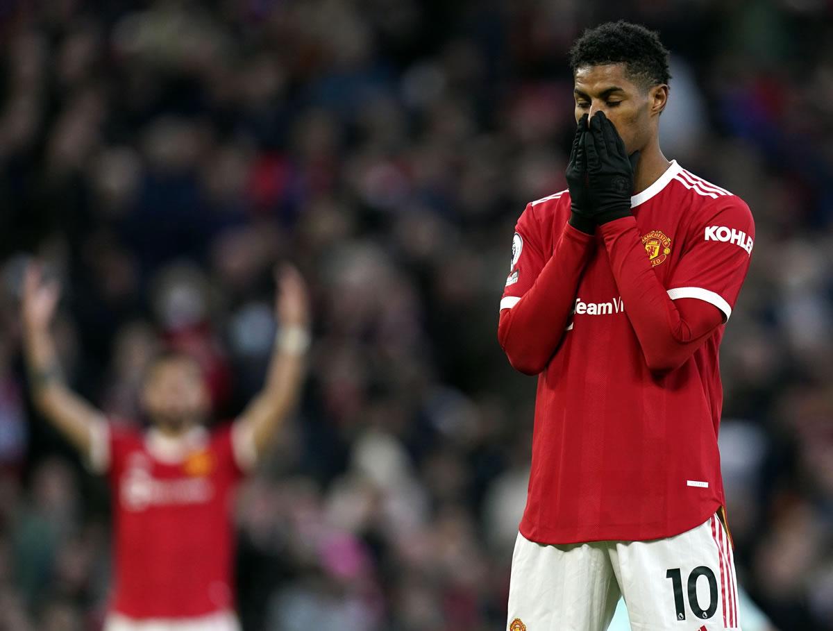 Marcus Rashford se lamenta tras una ocasión contra el Leicester.