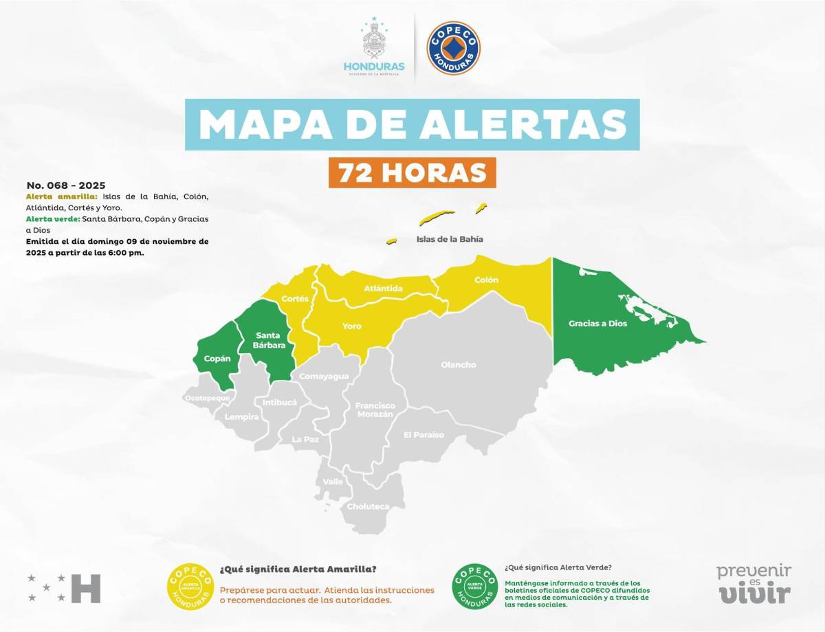 Frente frío y vaguada dejarán lluvias por tres días en estas zonas de Honduras
