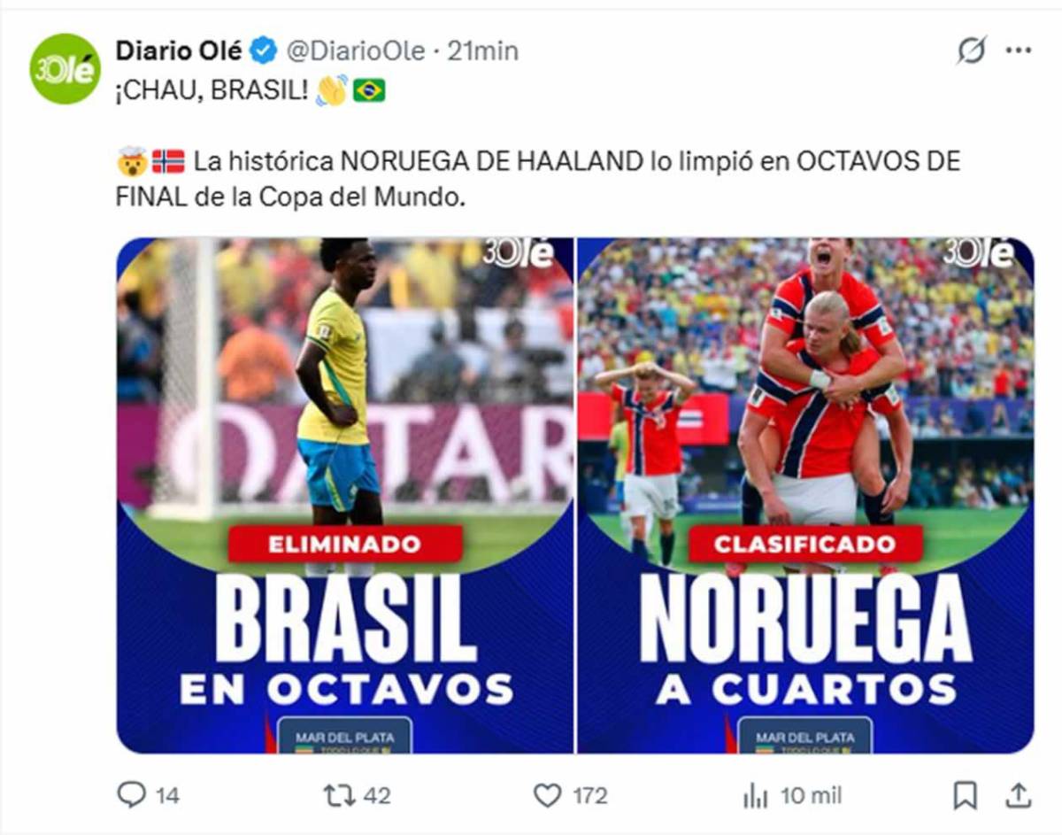 Brasil llora eliminación, señalan culpable, decisión de Neymar y en Argentina se burlan