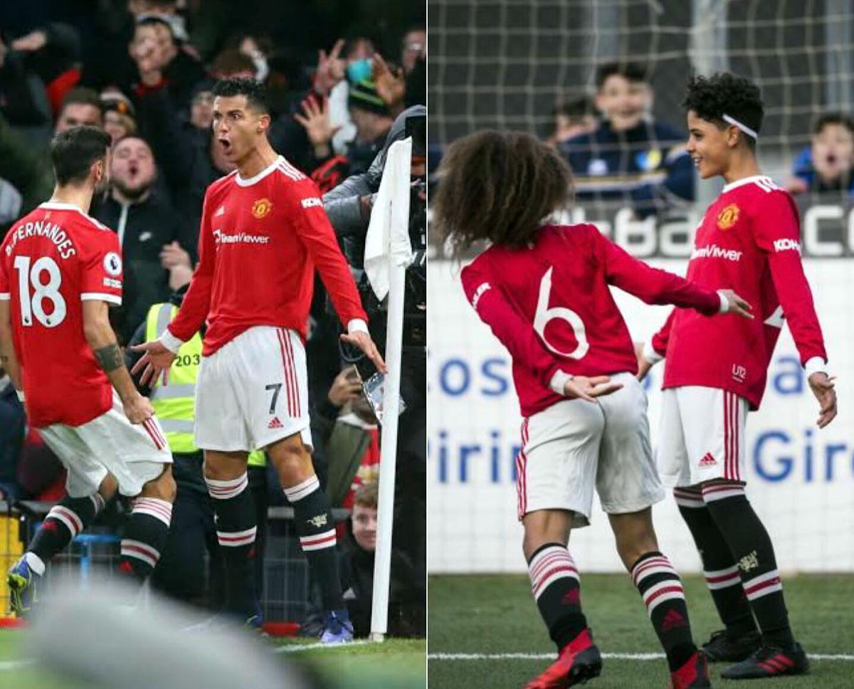 Cristiano Ronaldo Jr. celebrando el gol como su padre.