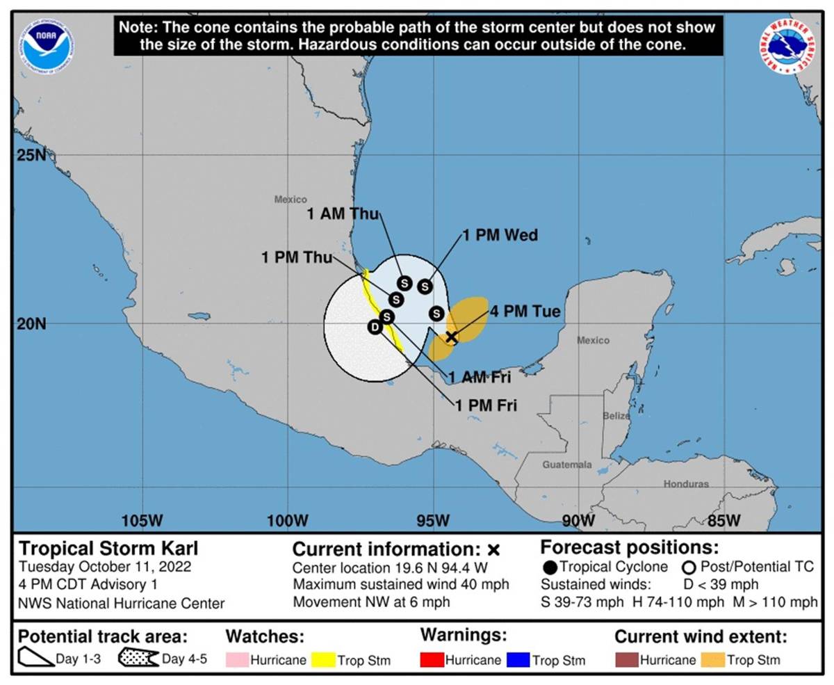 Alerta en México: se forma tormenta tropical Karl en Bahía de Campeche