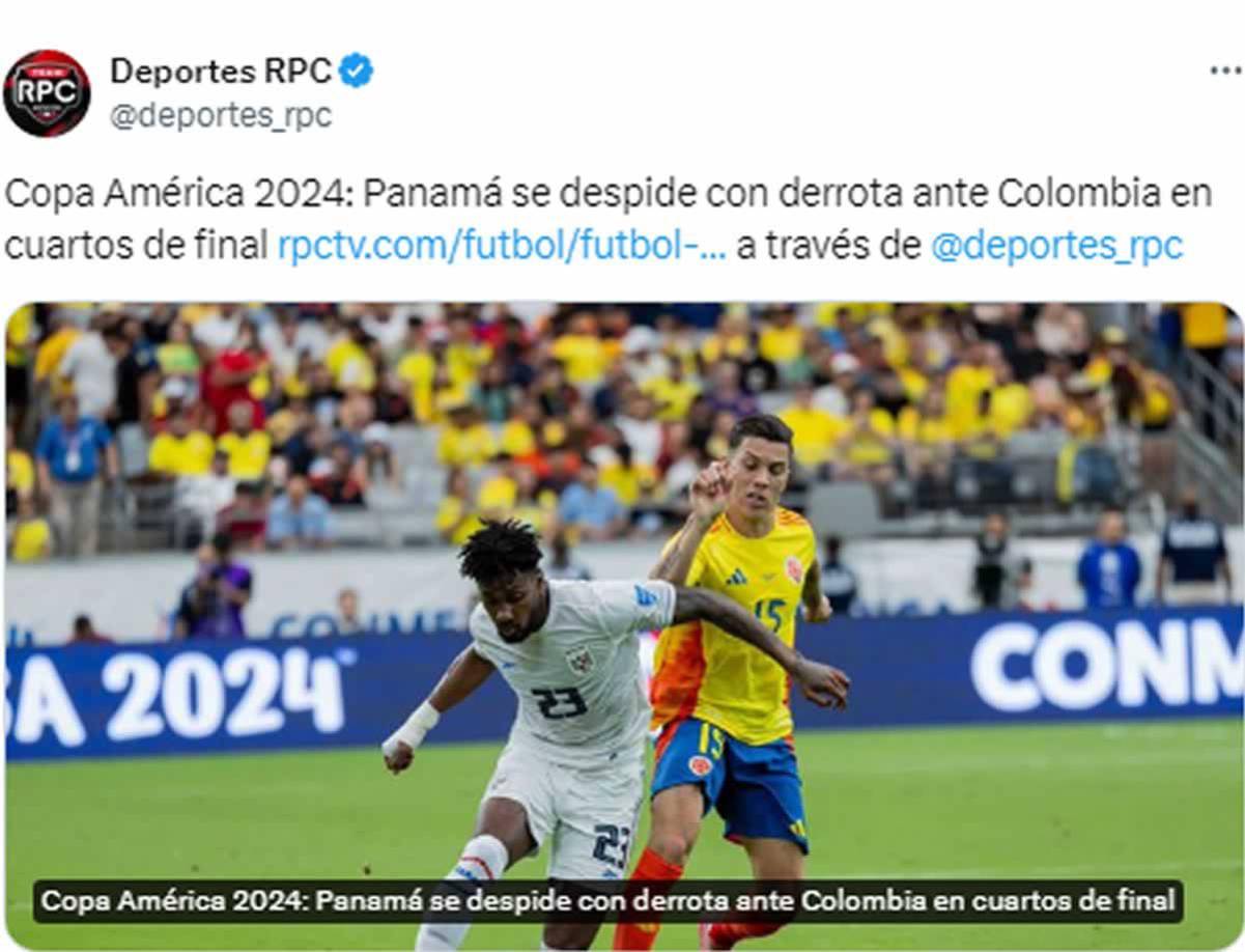 Deportes RPC Panamá - “Copa América 2024: Panamá se despide con derrota ante Colombia en cuartos de final”.