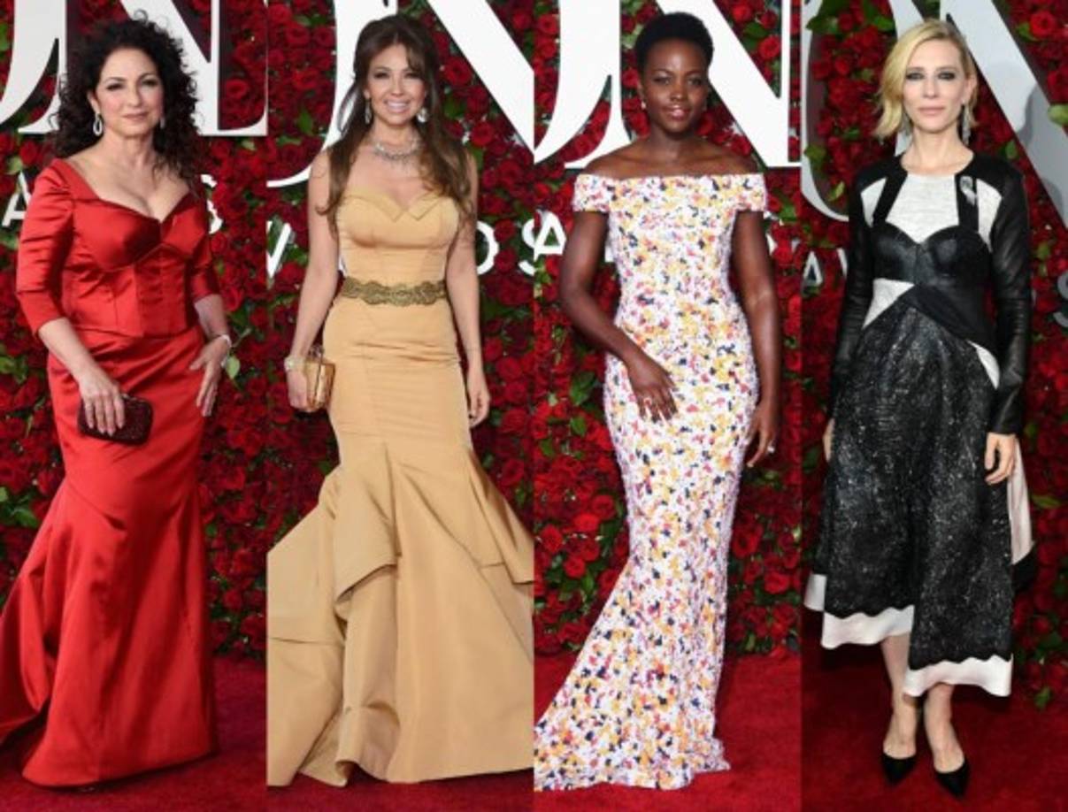 Thaliía, Gloria Estefan, Lupita Lupita Nyong'o y Cate Blanchett en la alfombra roja de los premios Tony 2016.