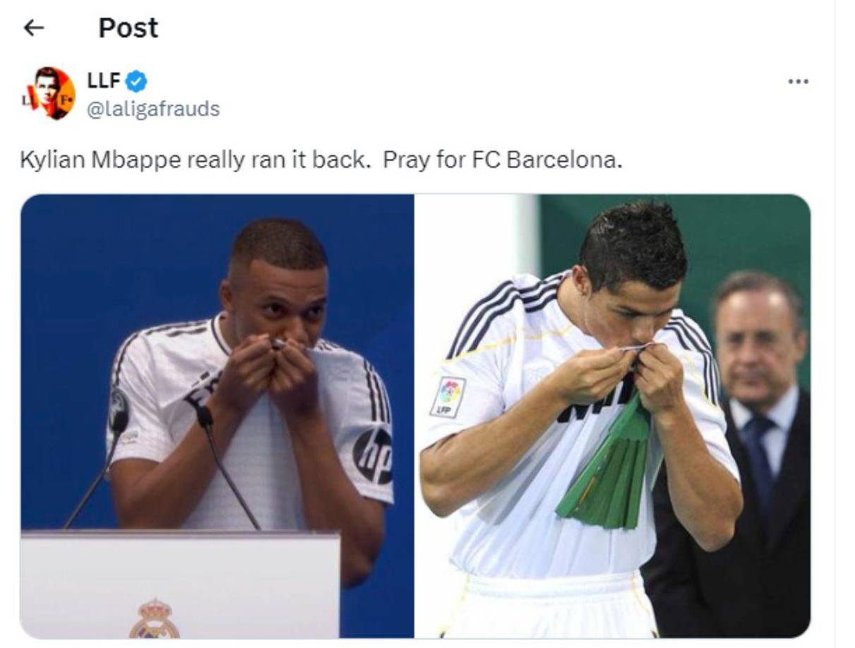 En redes sociales también se mofan del Barcelona ya que Real Madrid meterá miedo con Mbappé.