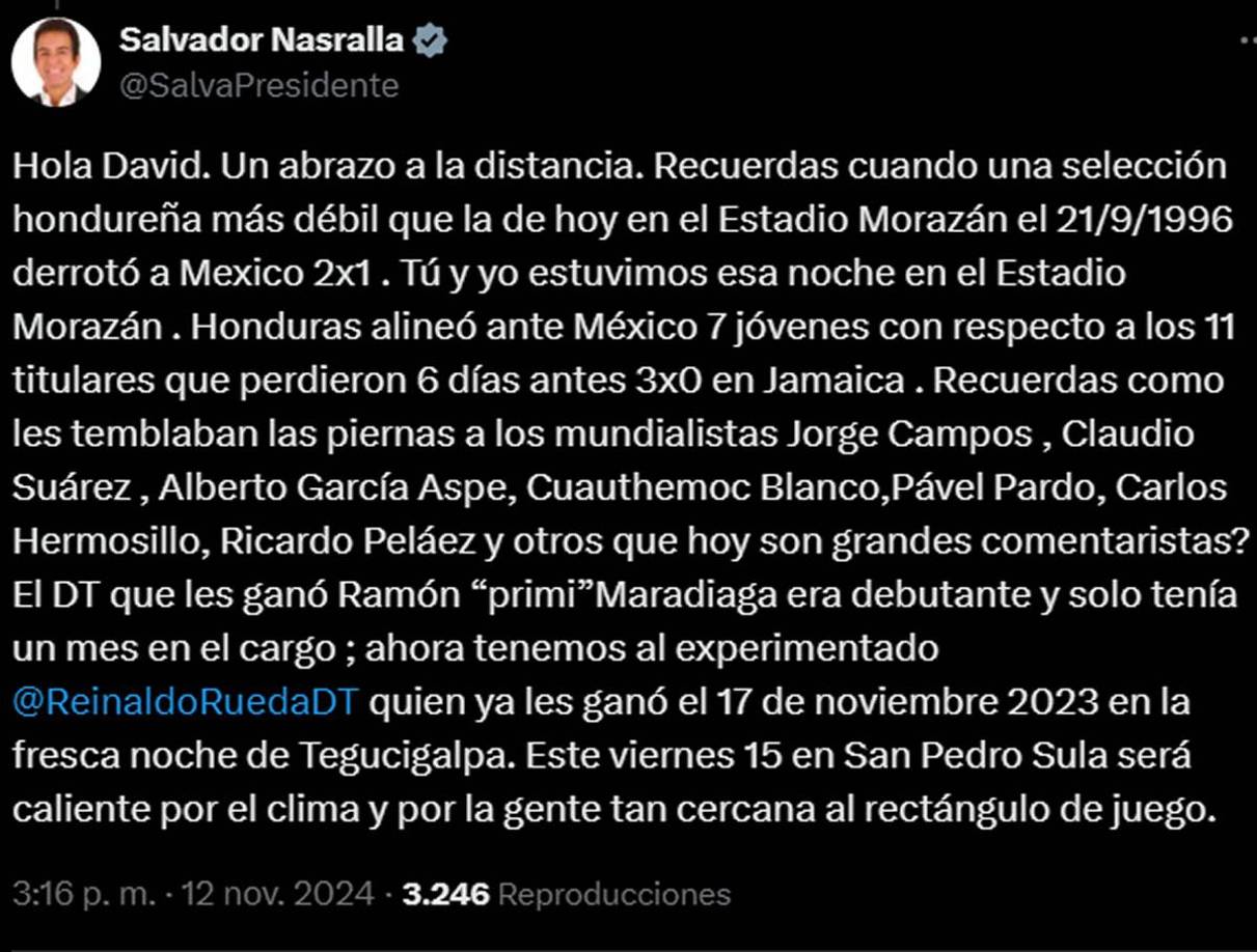Así le respondió Salvador Nasralla a David Faitelson por su menosprecio a la Selección de Honduras.