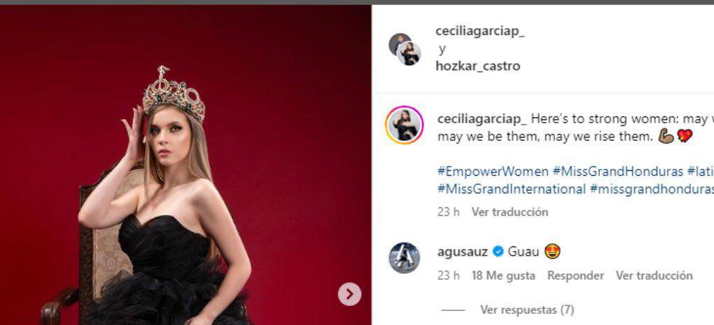 En una de las fotos que ha compartido Cecilia en su cuenta de Instagram se puede ver uno de los comentarios de Auzmendi. 
