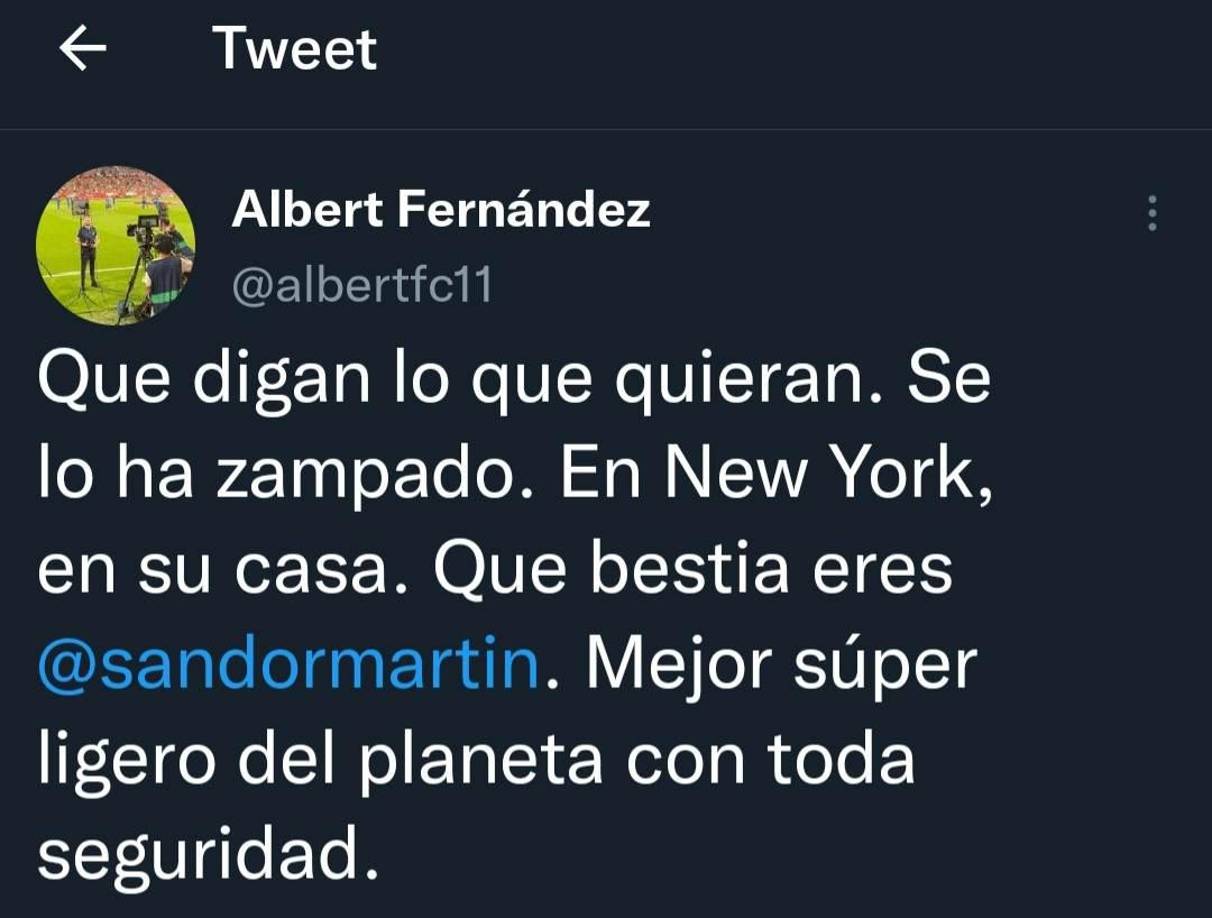 Periodistas españoles le dejaron mensajes de aliento a su boxeador Sandor Martín.