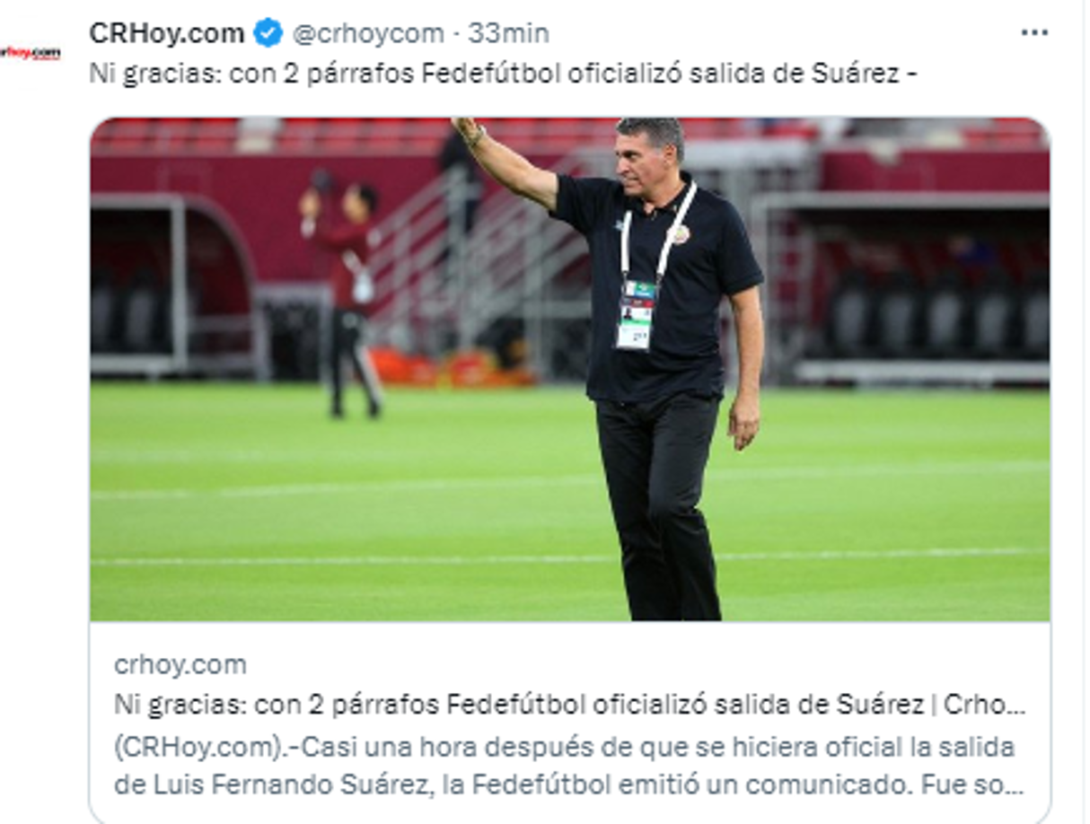 Así informaron medios ticos la salida del estratega.