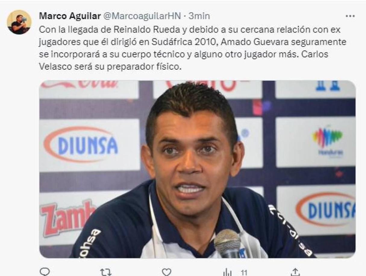 Marco Aguilar, periodista hondureño, habla de que Amado Guevara podría ser uno de los asistentes técnicos de Reinaldo Rueda en la Selección.