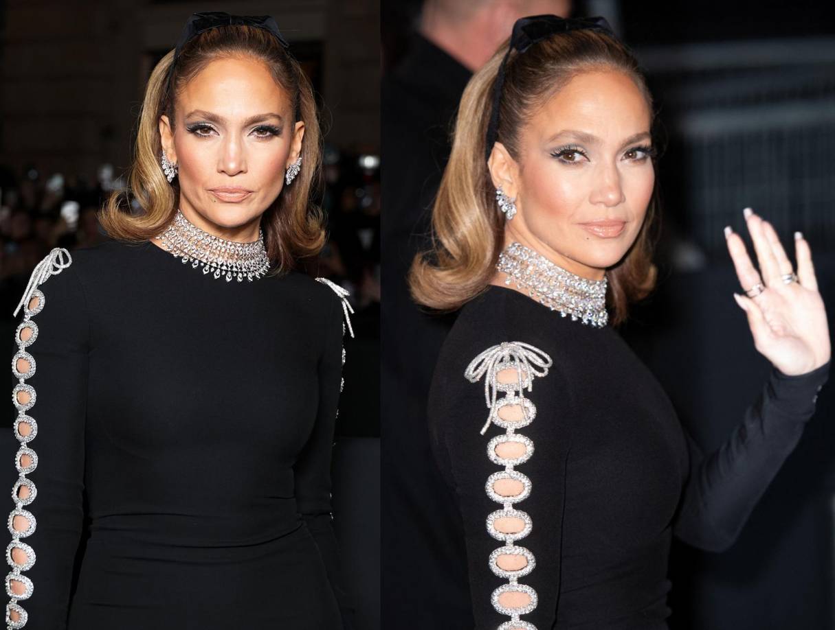 La esposa del actor Ben Affleck volvió a lucir el estilo “coquette” con este sofisticado vestido negro con detalles brillantes. 