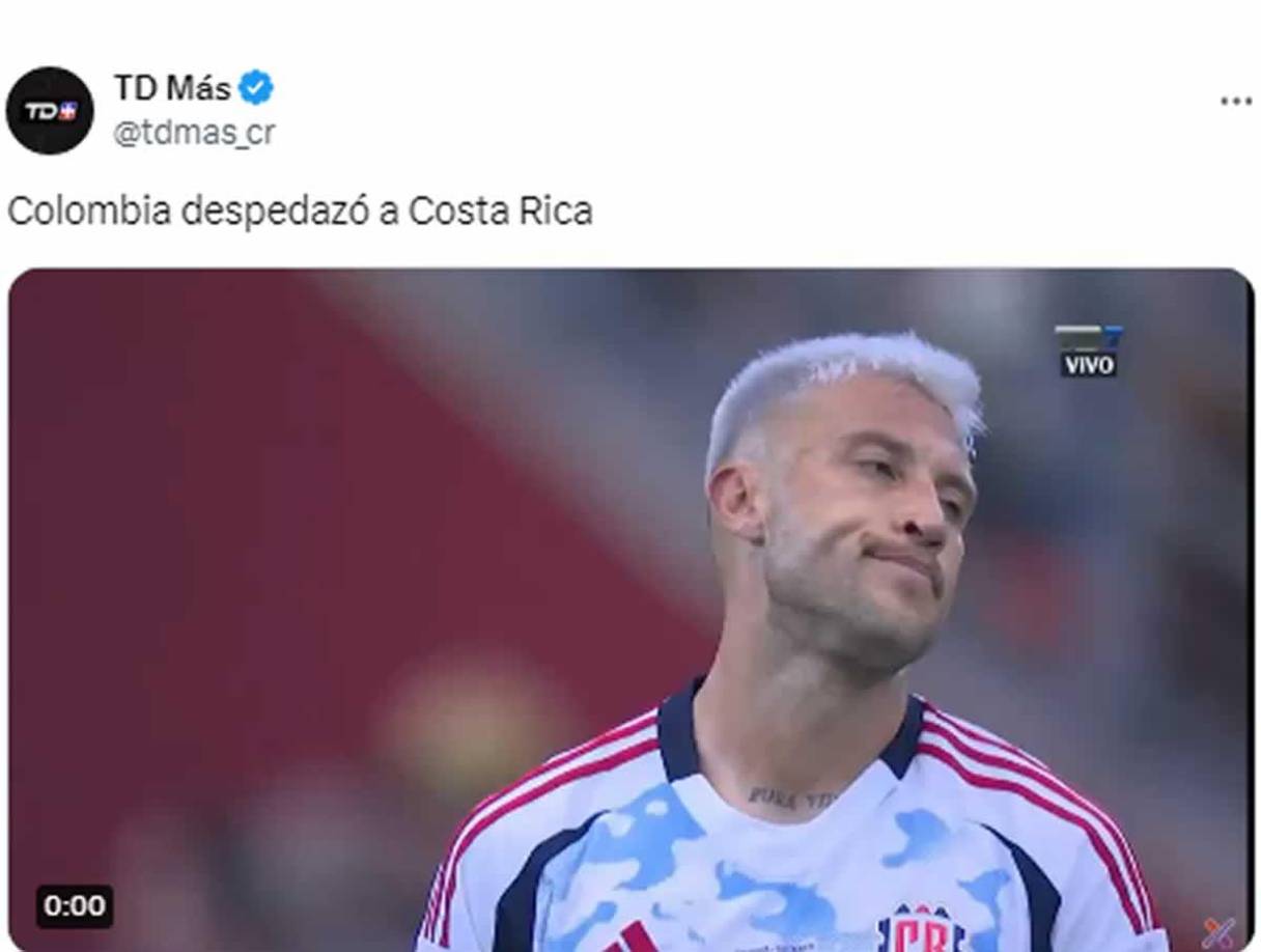 El sitio web costarricense Everardo Herrera - “Esquema defensivo de #CostaRica sucumbe ante poderío colombiano”.