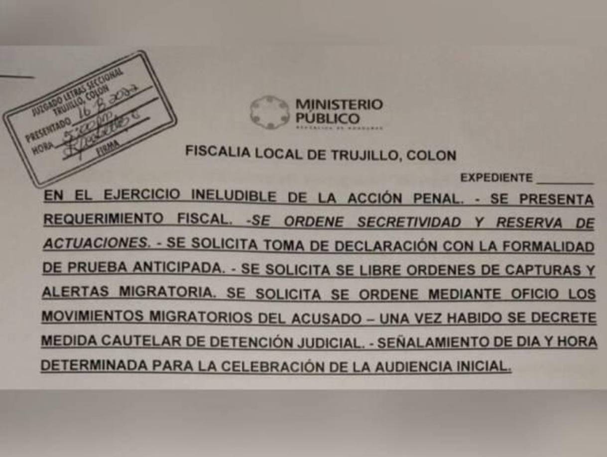 El requerimiento fiscal en contra del canadiense incluye la orden de captura, la emisión de alertas migratorias y libramiento de oficios a la Interpol (Organización Internacional de Policía Criminal o Policía Internacional, por sus siglas en inglés) para que se active una alerta azul en su búsqueda.
