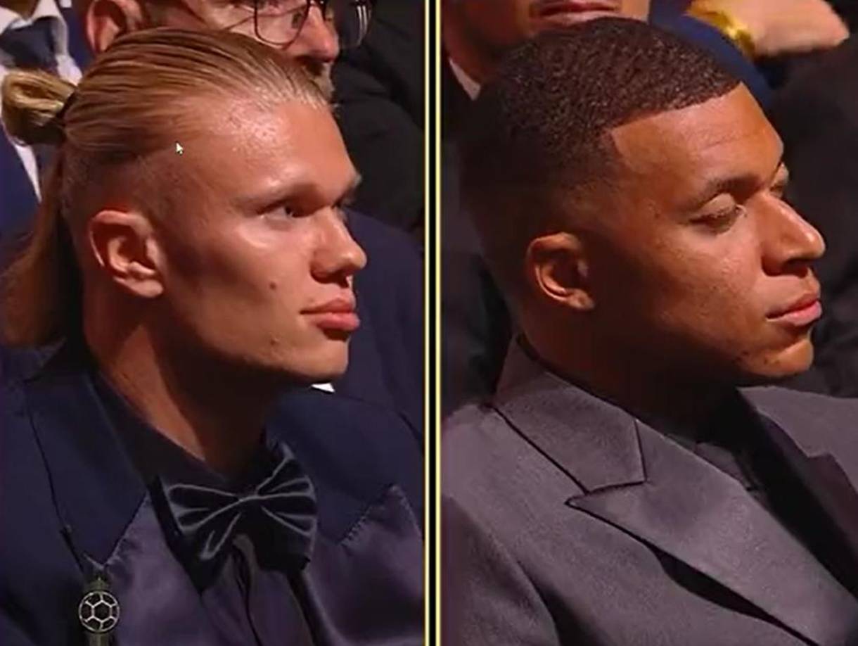 Así fue la reacción de Haaland y Mbappé al conocer que Messi ganaba el Balón de Oro 2023.