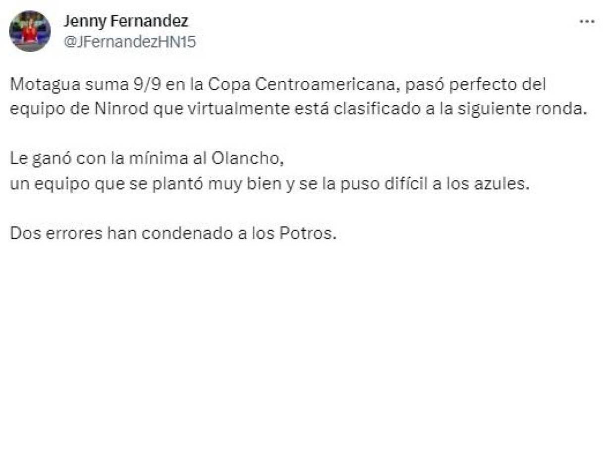 El análisis de Jenny Fernández de Diez sobre el encuentro de Motagua. “Dos errores han condenado a los Potros”, expresó.