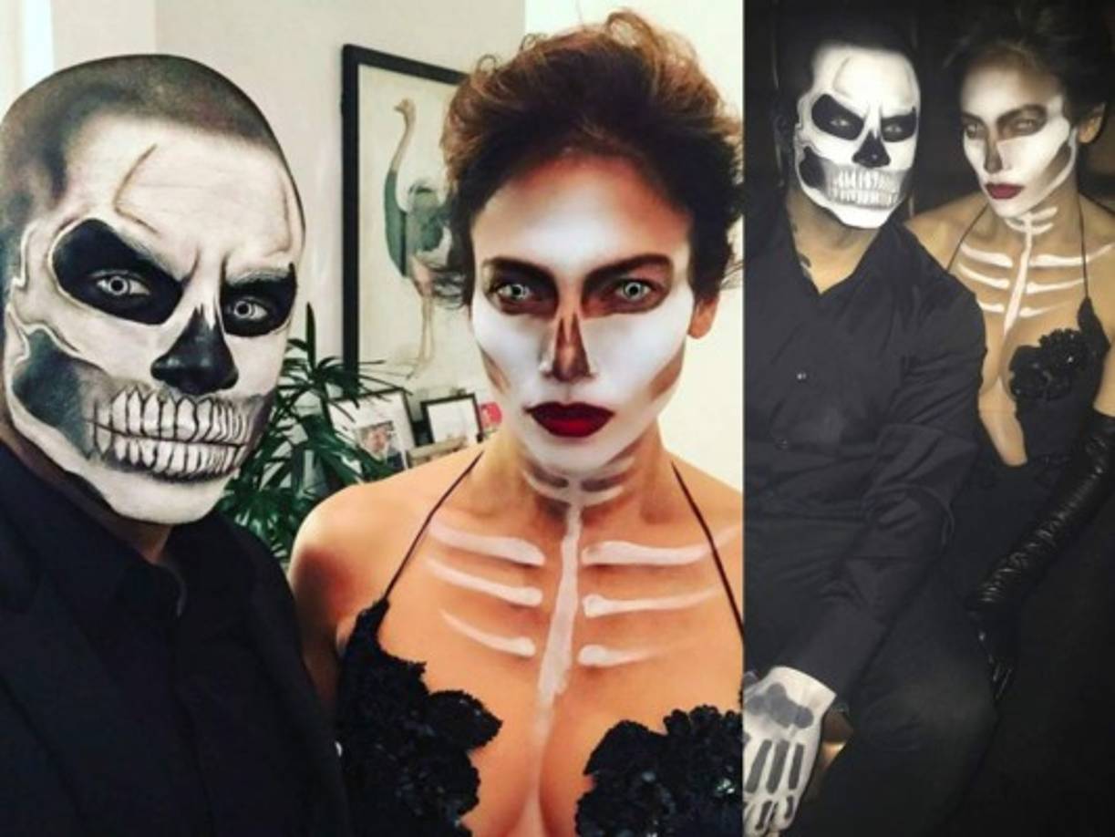 Casper Smart y Jennfer López como unas calaveras.