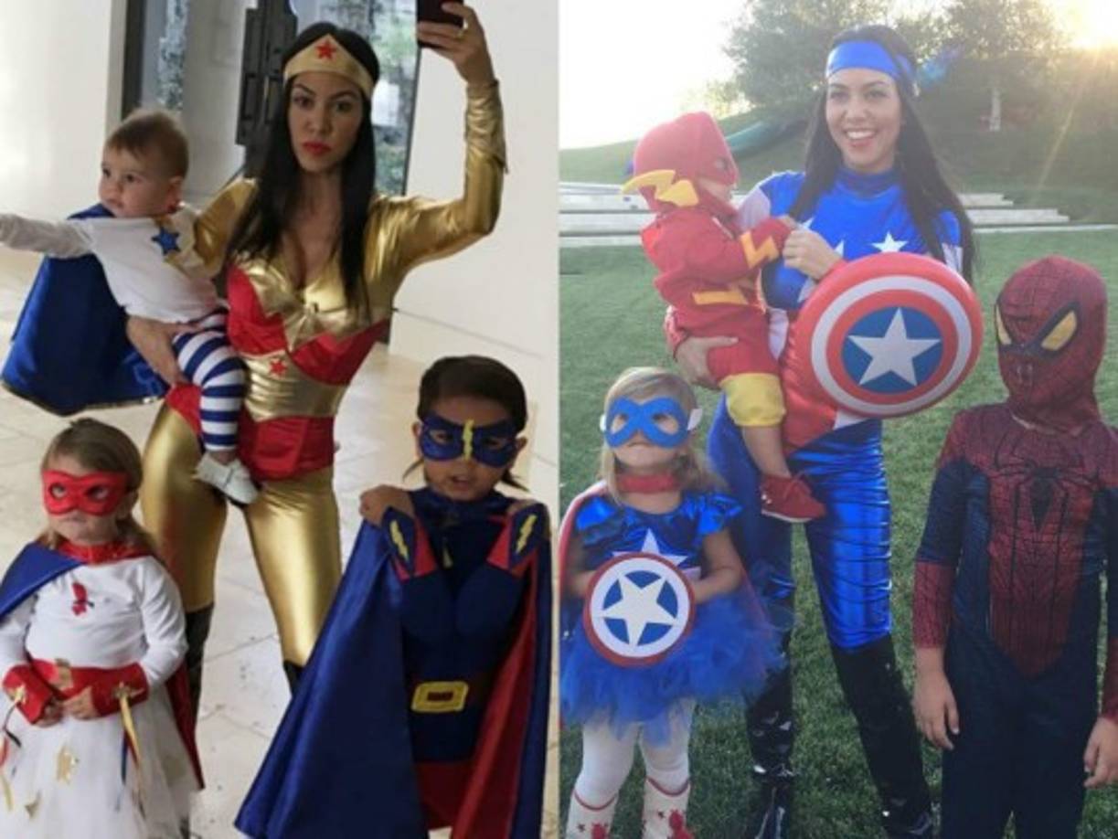 Kourtney Kardashian con sus hermosos tres hijos.