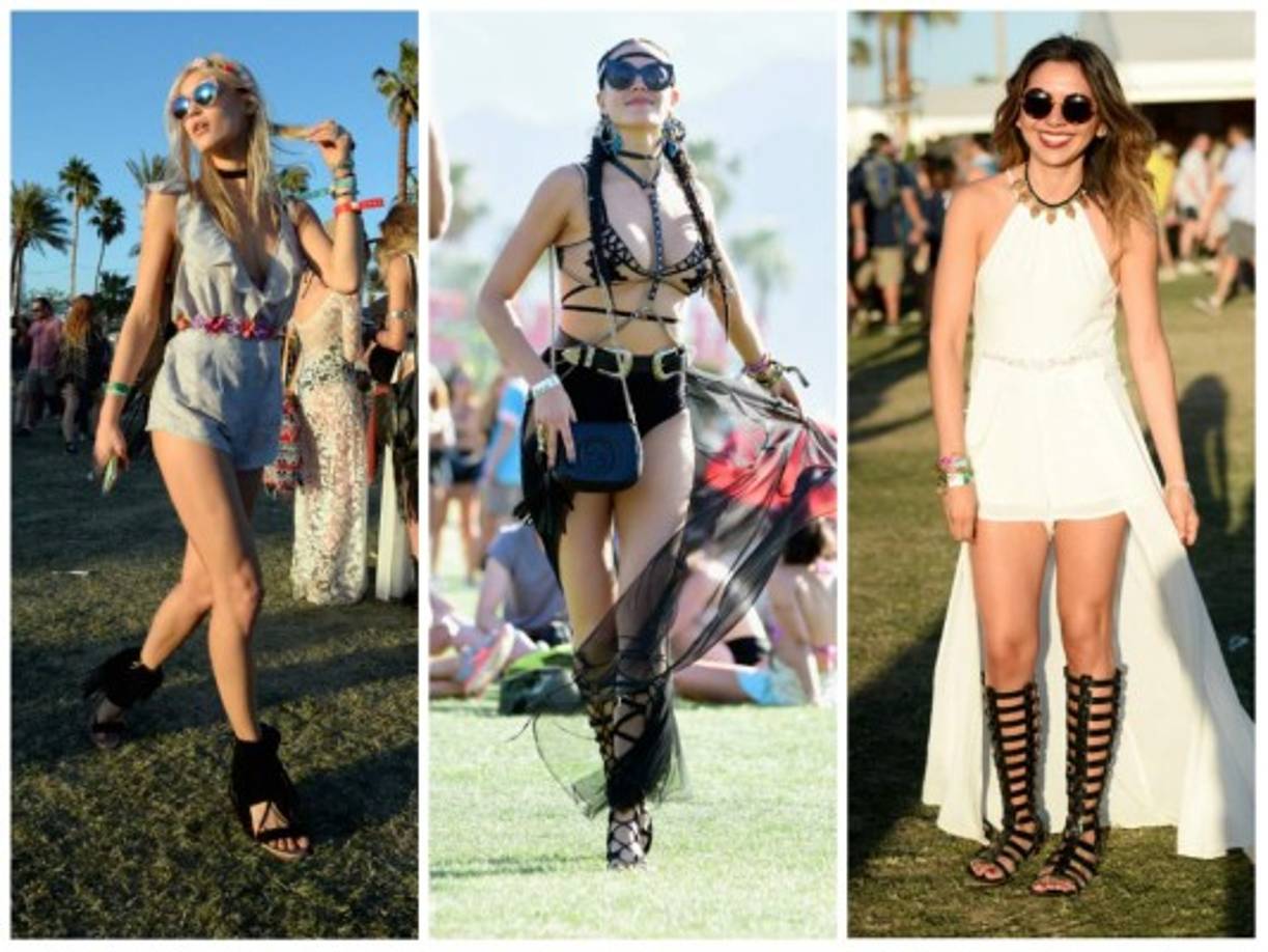 Gafas de sol circulares, gladiadoras, vestidos con capas y pañuelos en el cuello.