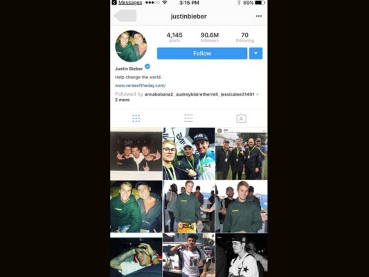 La cuenta oficial de Justin Bieber tiene más de 90 millones de seguidores.