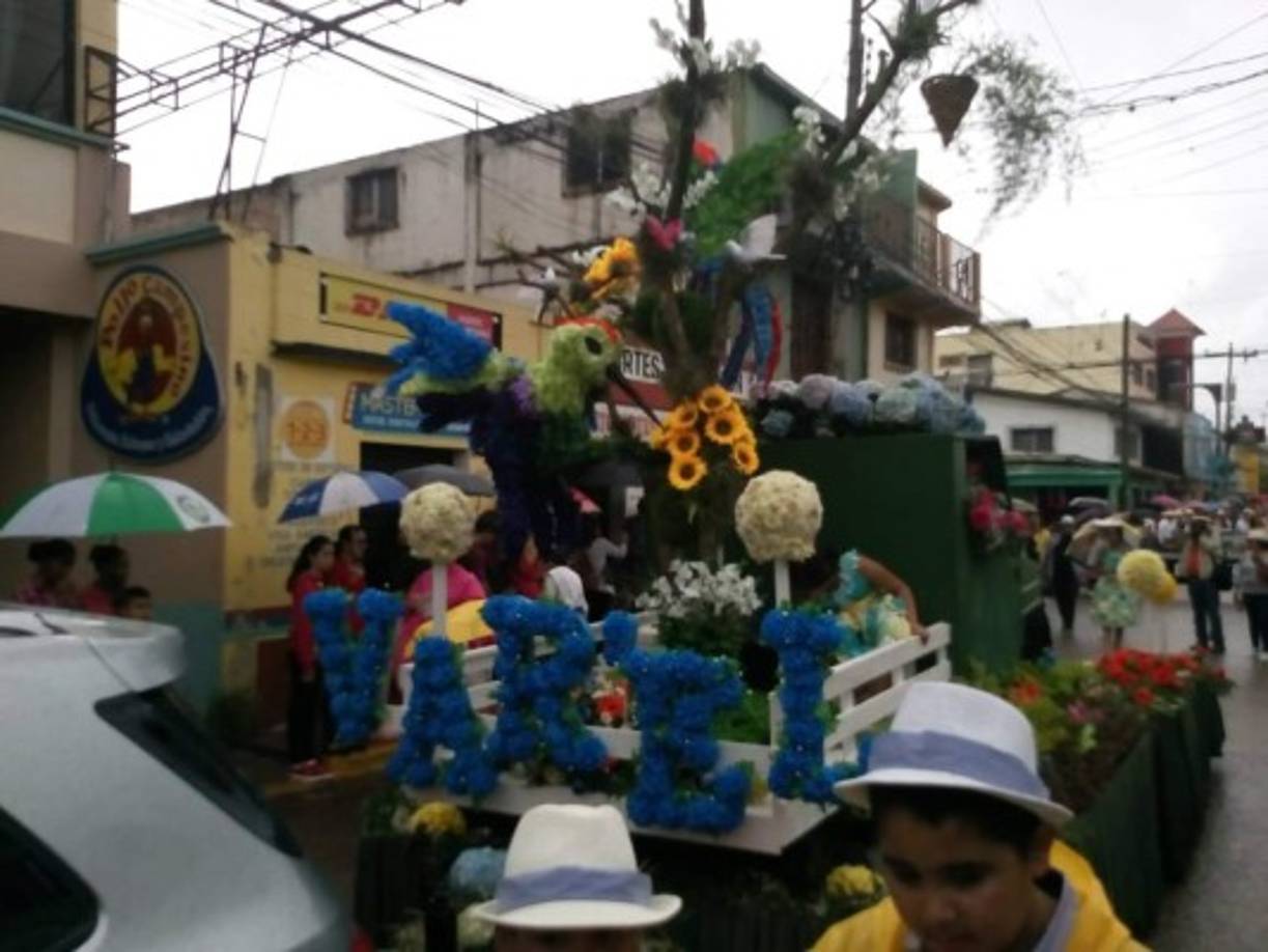 La lluvia no detuvo a las personas y salieron con sombrillas para poder apreciar las carrozas.