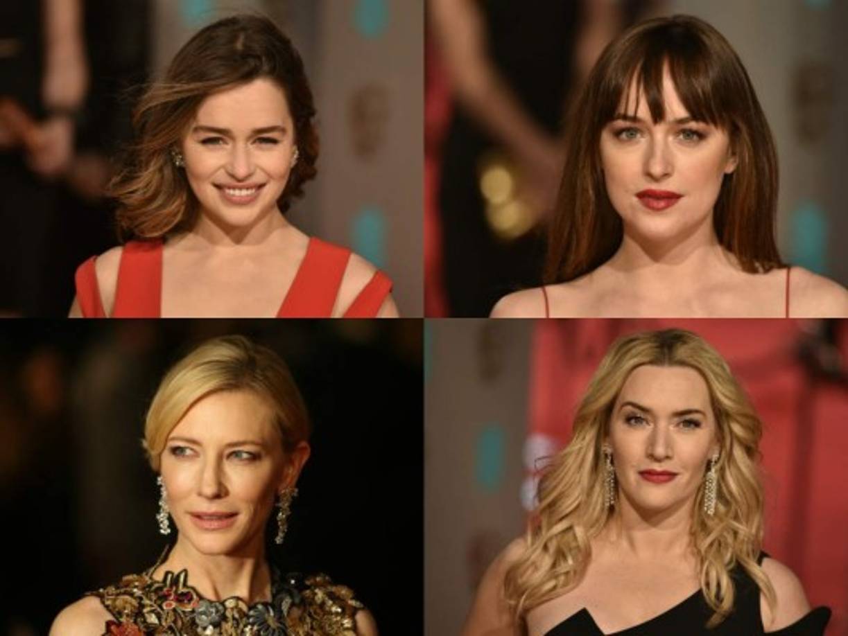 La sencillez de Emilia Clarke y Dakota Johnson. En la otra imagen Cate Blanchett y Kate Winslet.
