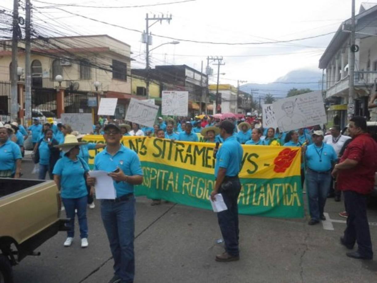 Marcha del Día del Trabajo en La Ceiba.