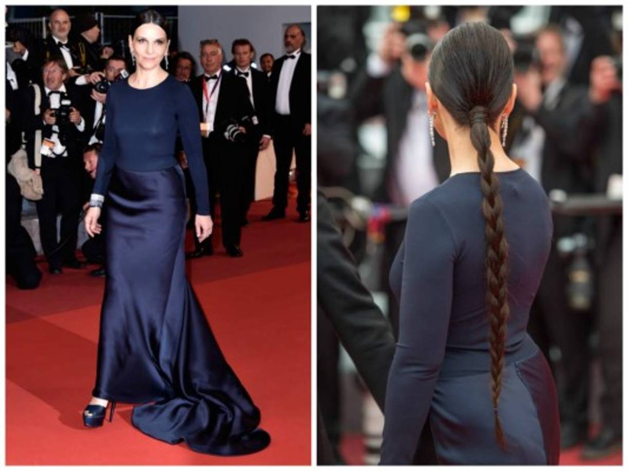 La actriz francesa Juliette Binoche acaparó todas las miradas con su trenza infinita.