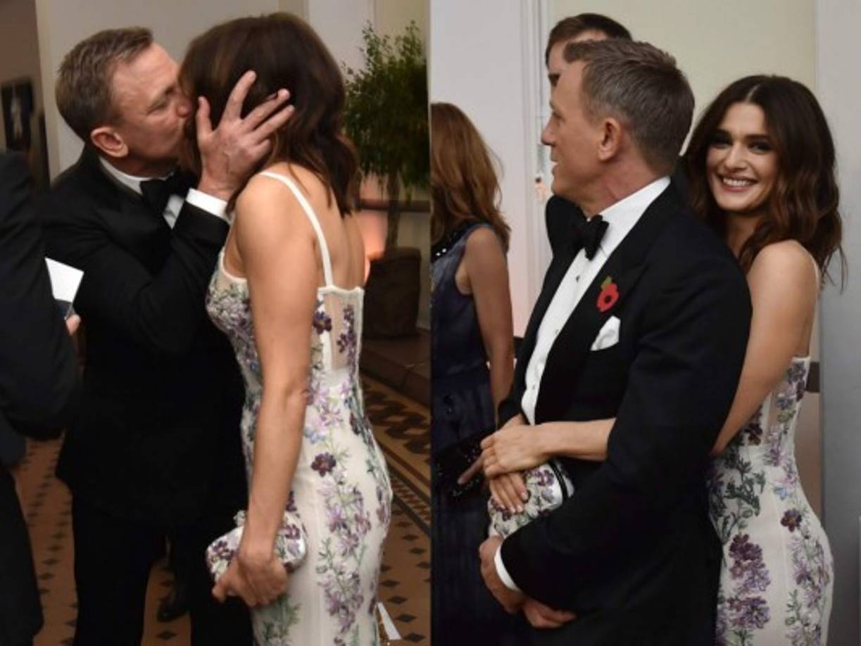Daniel Craig le da un apasionado beso a su mujer, Rachel Weisz, que había ocupado un discreto segundo plano durante toda la noche. Orgullosa, Rachel Weisz abraza a su marido.