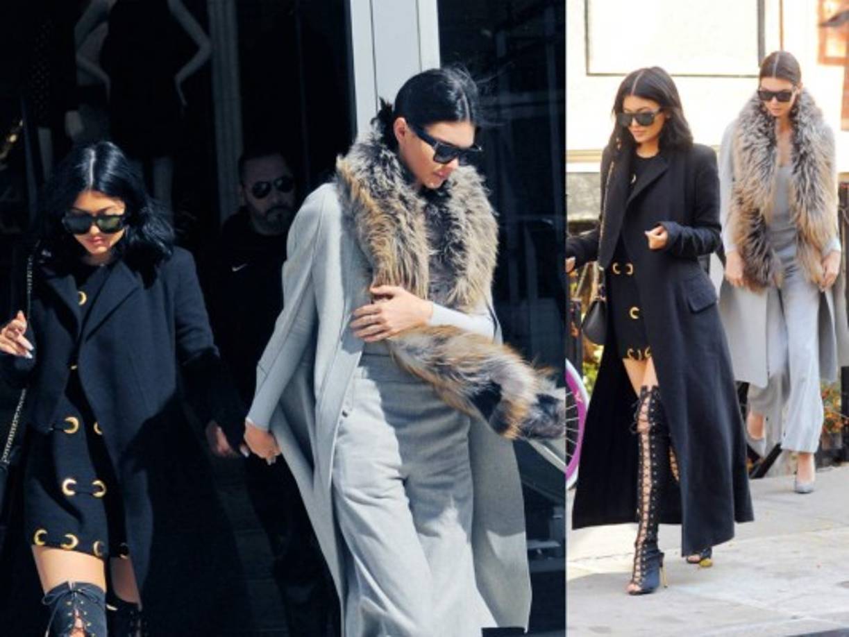 En esta otra imagen la vemos mucho más abrigada junto a su hermana Kendall.