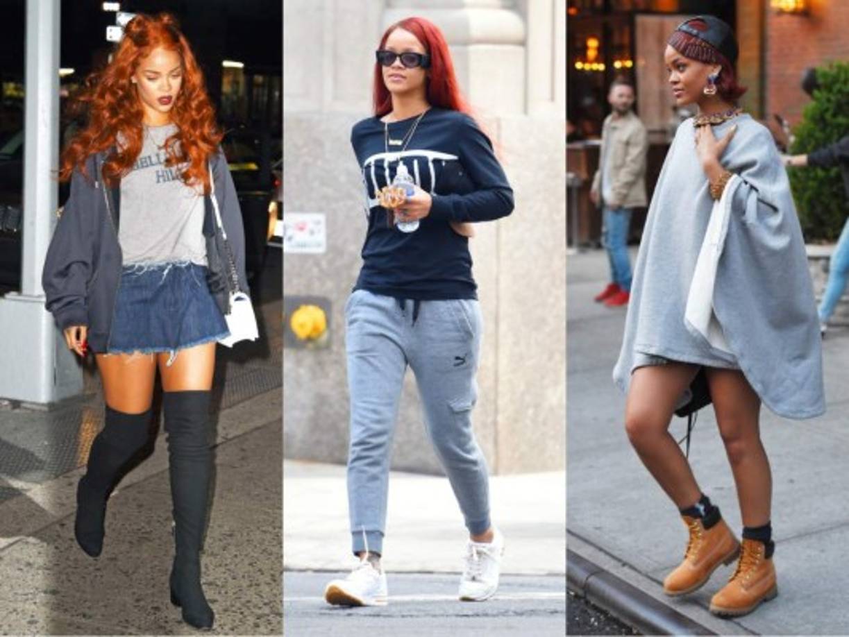 A Riri le encanta lucir diferentes pelucas. En esta foto la vemos con tres looks diferentes.