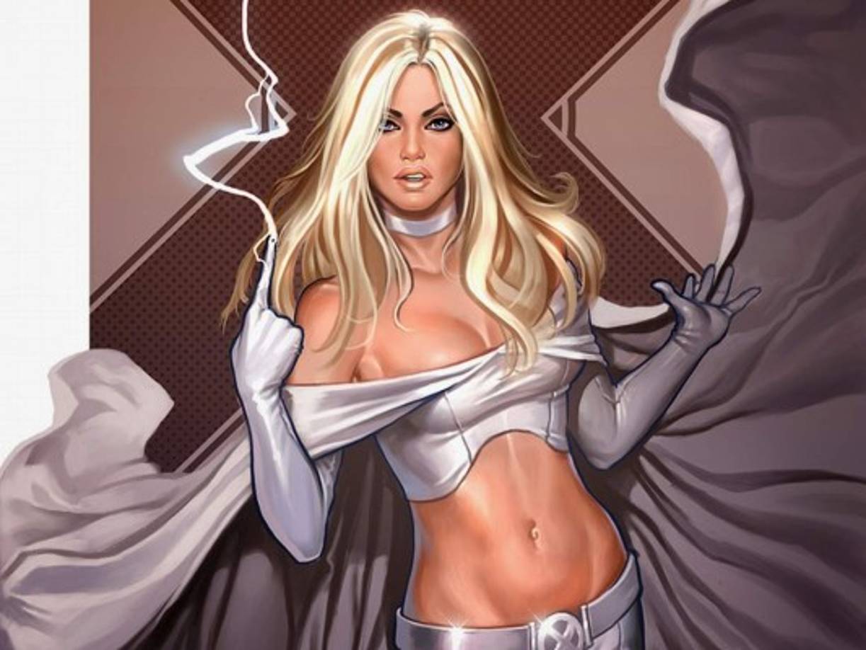 EMMA FROST<br/>Identidad: Emma Grace Frost<br/>Poderes/habilidades: Poderes telepáticos, es capaz de leer la mente, proyectar pensamientos y efectuar ataques psíquicos. Gracias a una mutación puede transformar su cuerpo en diamante orgánico, volviéndola más fuerte y resistente, pero restringiendo sus poderes mentales.<br/>