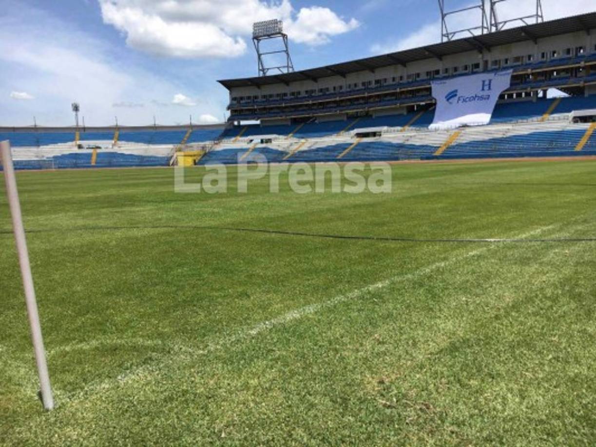 La cancha del estadio Olímpico de San Pedro Sula luce excelente.