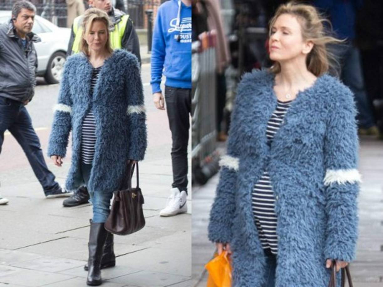 Así luce Renée Zellweger embarazada para la nueva Bridget Jones.