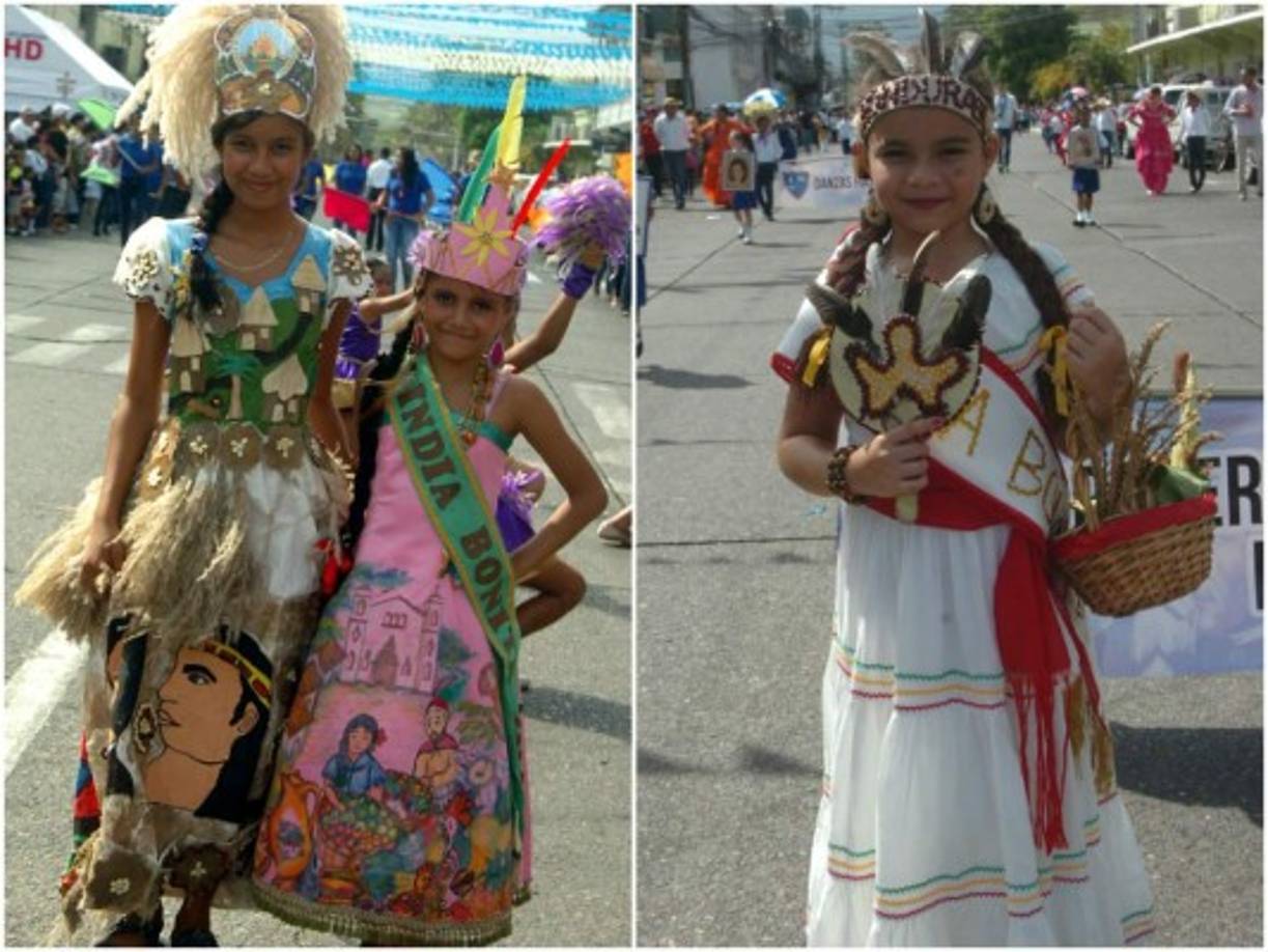Estas niñas en La Ceiba lucieron hermosos diseños destacando la cultura catracha.