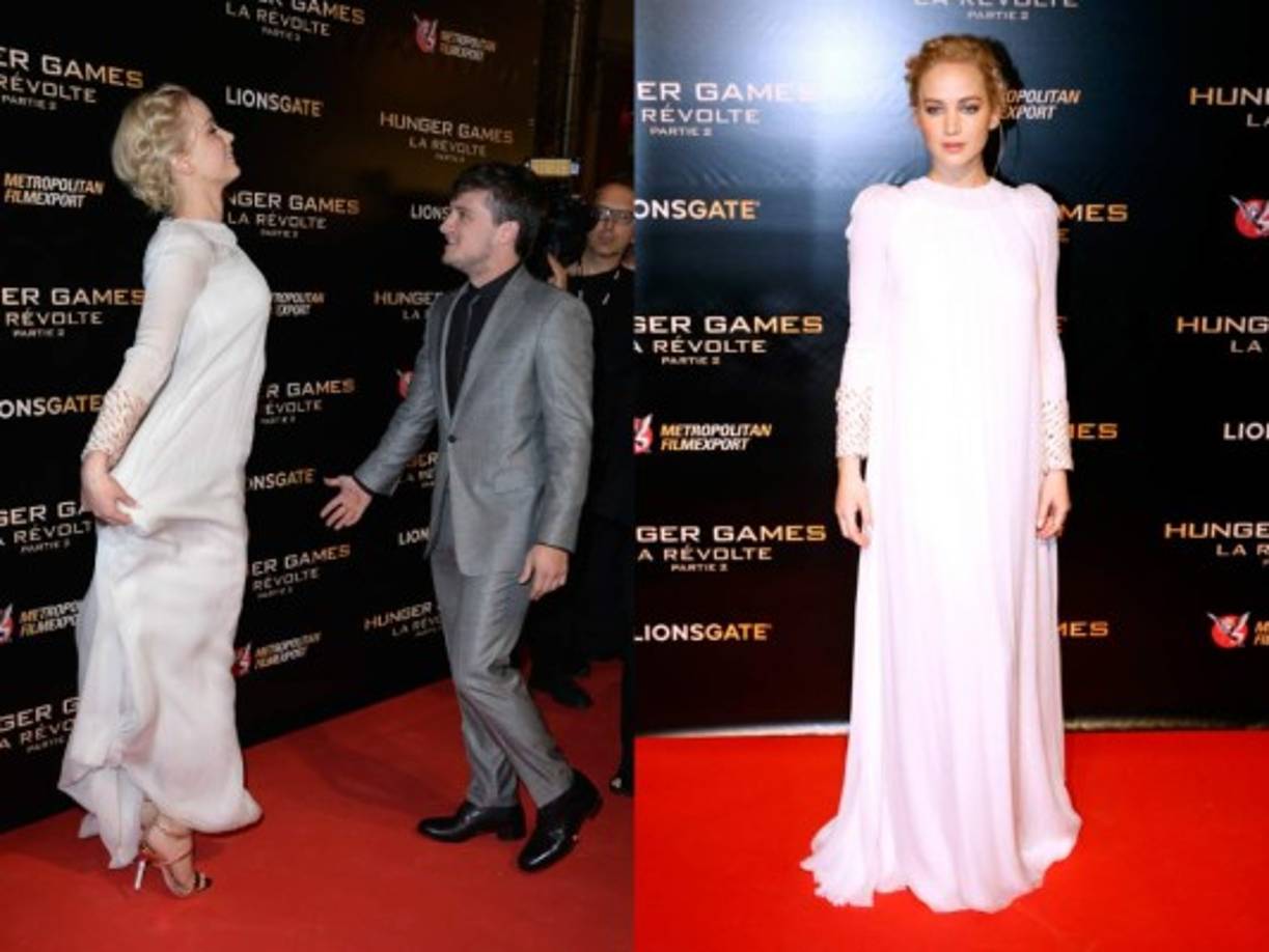 Jennifer Lawrence se puede poner en puntillas en un alfombra roja y al mismo tiempo posar para los fotógrafos como que si nada pasara.