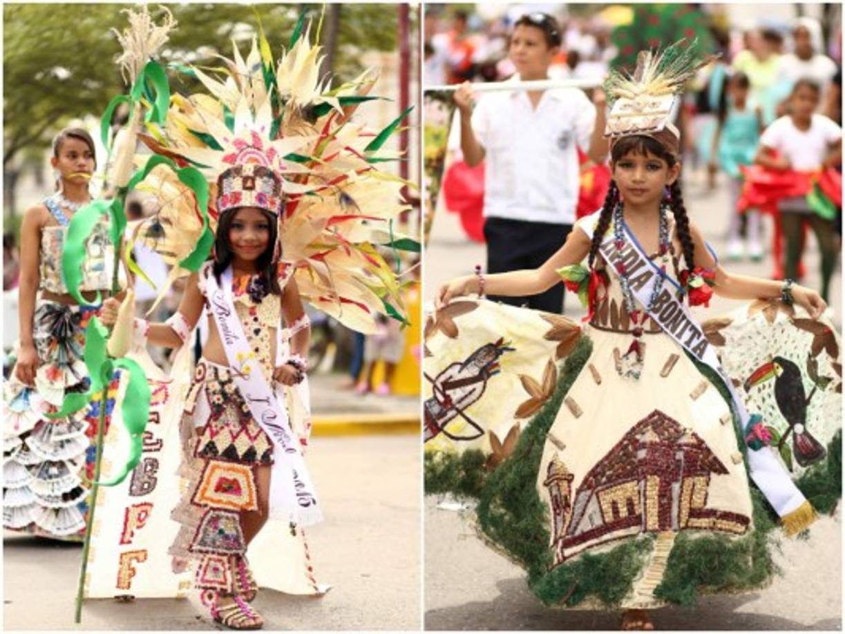 Las indias bonitas luciendo trajes típicos elaborados a mano no han faltado este año en los desfiles.