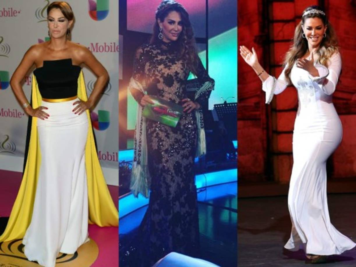 Un poco más cubierta. Ninel Conde en tres estilos de trajes de gala.