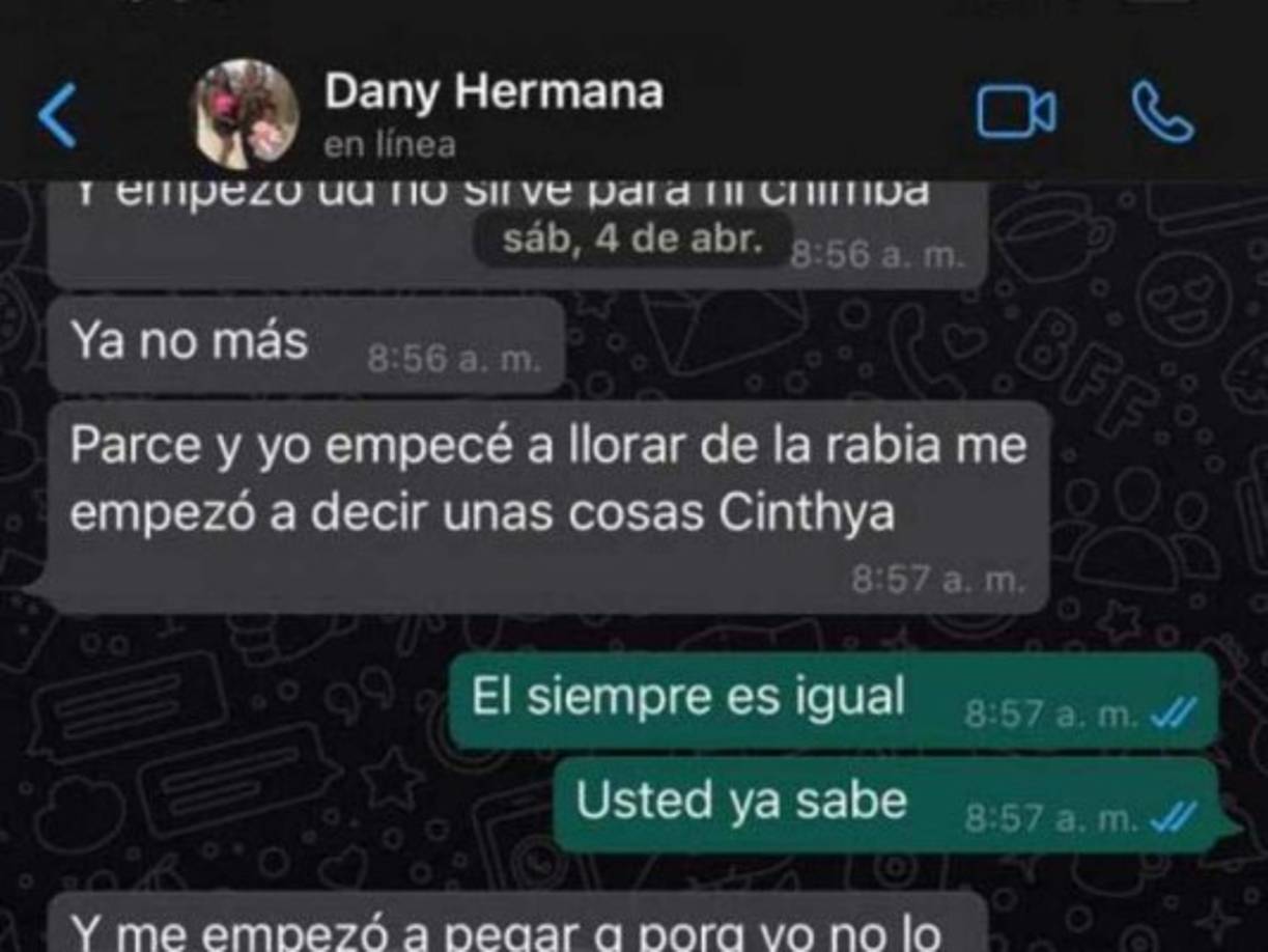 Daniela le explicó a su hermana Cinthya los detalles de la agresión.